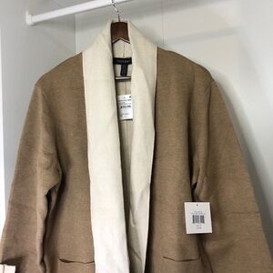 NWT Ellen Tracy 2-toned long cardigan - camel/natural - Size XL